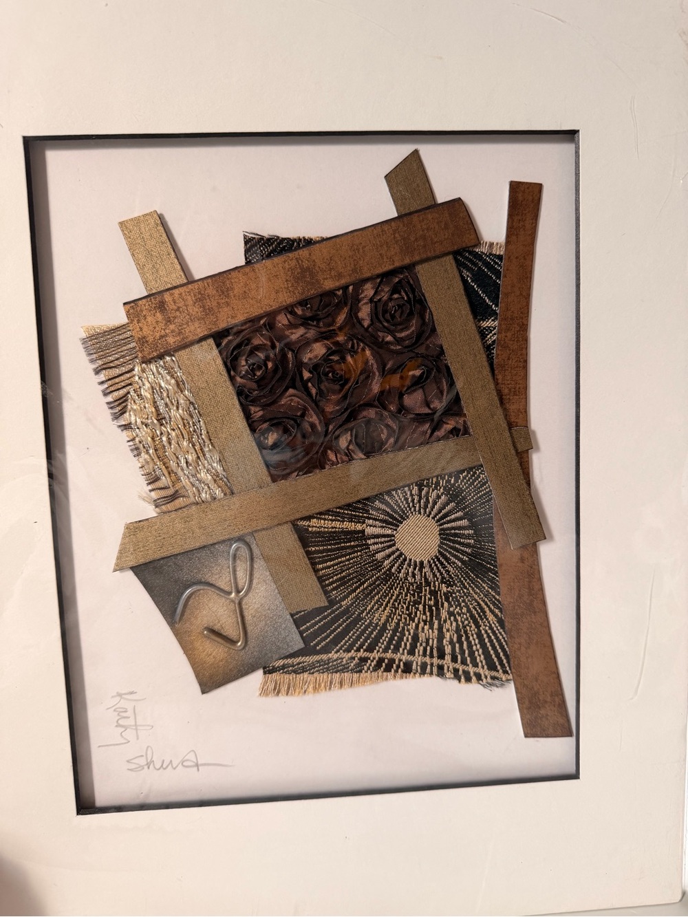 Framed Mixed-Media Wall Art in Bronze and Gold Tones